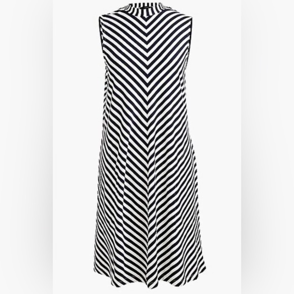 J. Crew Swingy Chevron Mock Neck Dress J8901 | Medium | Striped Navy & White - Picture 6 of 7